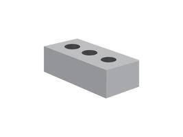 Gray Cement Cinder Block Isolated on White Background. vector