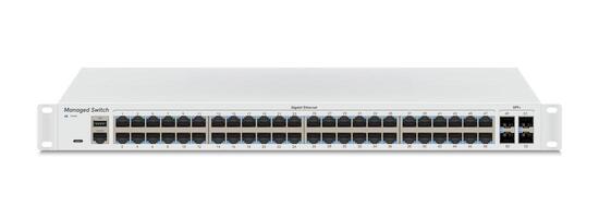 Managed Ethernet switch with SFP ports, poe port, RJ45 Modular plugs for solid Cat5, Cat5e, CAT6 Ethernet Cable connecters. vector