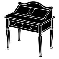 Writing desk silhouette illustration vector