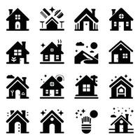 Set of hand drawn different home, house icon vector