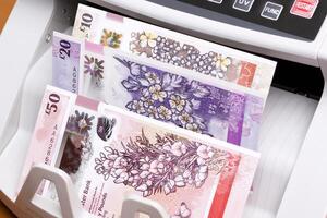 Irish pound in the counting machine photo