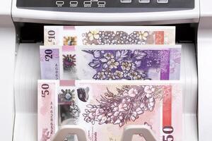 Irish pound in the counting machine photo
