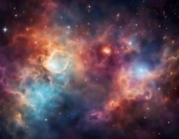 Nebula and galaxies in space. Abstract colorful cosmos background photo
