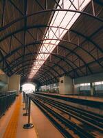 Palembang, Indonesia - June 16, 2022 Light Rail Transit LRT Station in Palembang City. photo