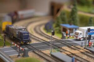 A layout on the scale of urban objects, a railway and various transport photo