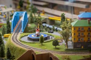 A layout on the scale of urban objects, a railway and various transport photo