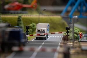 A layout on the scale of urban objects, a railway and various transport photo