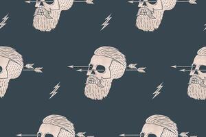 Seamless pattern background of vintage skull hipster with arrow vector