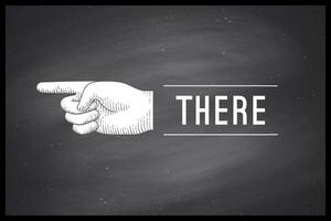 Drawing of hand sign with pointing finger in engraving style vector