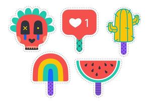 Ice Cream Stickers. Colorful fun stickers for ice cream vector