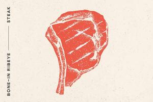 Steak, Porter House. Poster with steak silhouette vector