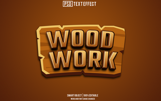 wood craft text effect, font editable, typography, 3d text psd