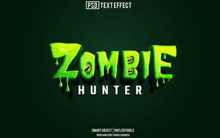 zombie text effect, font editable, typography, 3d text psd