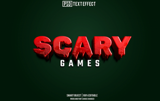scary text effect, font editable, typography, 3d text psd