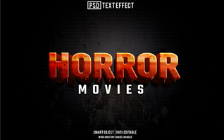 horror text effect, font editable, typography, 3d text psd