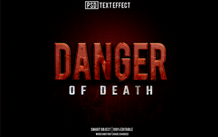 danger text effect, font editable, typography, 3d text psd