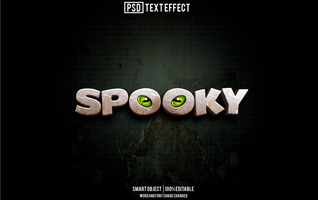 spooky text effect, font editable, typography, 3d text psd