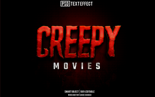 creepy text effect, font editable, typography, 3d text psd