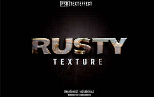 rusty text effect, font editable, typography, 3d text psd