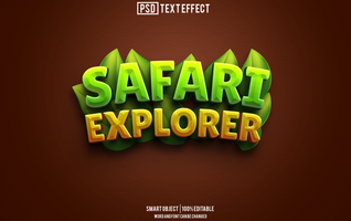 safari explorer text effect, font editable, typography, 3d text psd