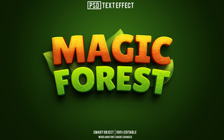 magic forest text effect, font editable, typography, 3d text psd