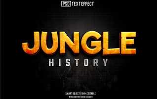 jungle text effect, font editable, typography, 3d text psd