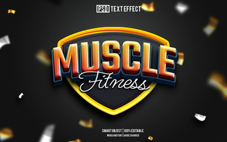 muscle text effect, font editable, typography, 3d text psd
