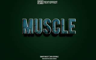 muscle text effect, font editable, typography, 3d text psd