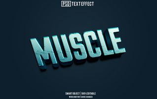 muscle text effect, font editable, typography, 3d text psd