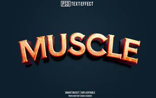 muscle text effect, font editable, typography, 3d text psd