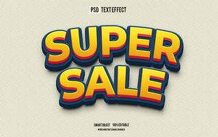 super sale text effect, font editable, typography, 3d text. psd