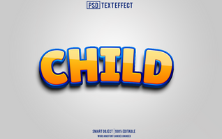 kids text effect, font editable, typography, 3d text psd