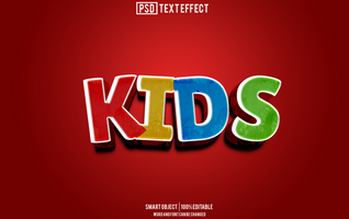 kids text effect, font editable, typography, 3d text psd
