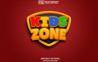 kids zone text effect, font editable, typography, 3d text. psd