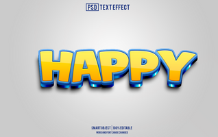 happy text effect, font editable, typography, 3d text psd