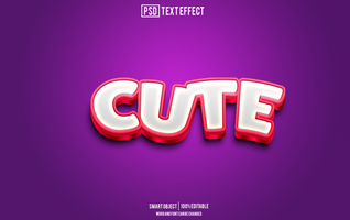 cute text effect, font editable, typography, 3d text psd