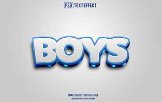 boys text effect, font editable, typography, 3d text psd