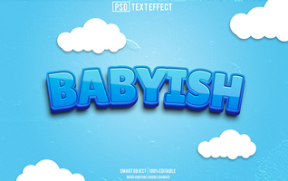 babyish text effect, font editable, typography, 3d text psd