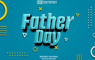 father day text effect, font editable, typography, 3d text psd