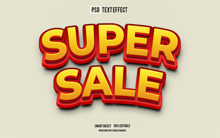 super sale text effect, font editable, typography, 3d text. psd