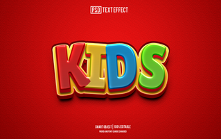 kids text effect, font editable, typography, 3d text psd