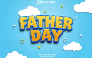 father day text effect, font editable, typography, 3d text psd