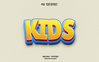 kids text effect, font editable, typography, 3d text psd