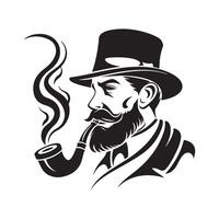 Man Smoking A Pipe Image Logo Design Isolated on white vector