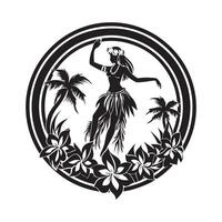 Hula Dancer Silhouette logo Images Design isolated on white background vector