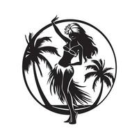 Hula Dancer Silhouette logo Images Design isolated on white background vector