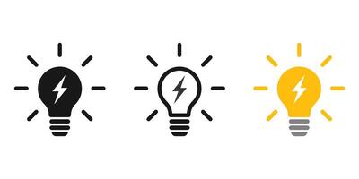 Lightning in light bulb icon. Light bulb symbol with a lightning bolt inside. vector