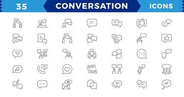 Dialogue, communication,Approved, Checkmark box and Social media message. Chat and quote line icons. Chat speech bubble, conversation or chatting related editable stroke outline icon. vector