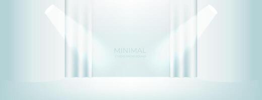 white blue minimal studio design for display product presentation with light vector