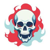 A skull with flames on it vector